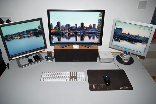 Desk and monitors